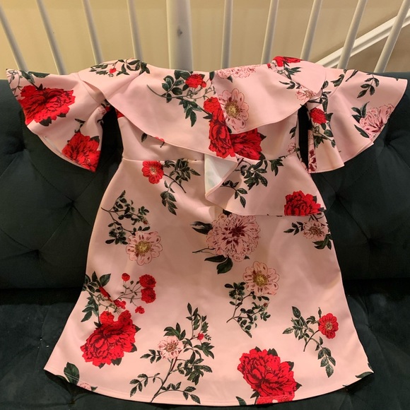 ASOS Maternity Floral ruffle shift off shoulder - Picture 8 of 12